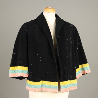 Vintage Biki Jacket Cotton Beads UK Size 12 Italy 1940s-50s