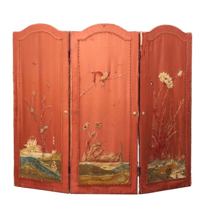 Parevent Ancien Style Chinoiserie '900 Soie Décoration Paysages