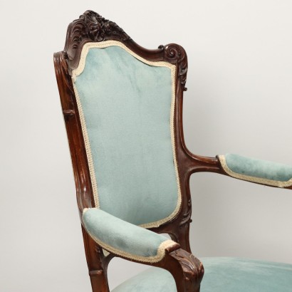 antiquités, fauteuil, fauteuils anciens, fauteuil ancien, fauteuil italien ancien, fauteuil ancien, fauteuil néoclassique, fauteuil 19ème siècle, Paire de fauteuils de style rococo