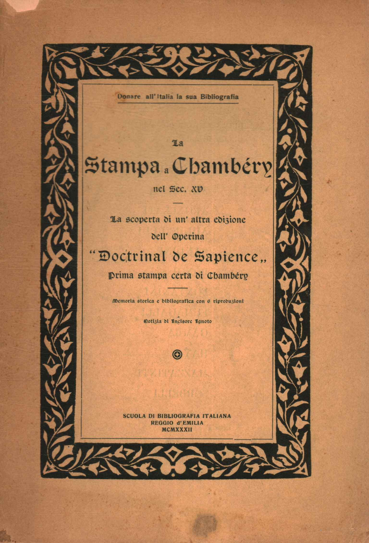 La stampa a Chambery nel sec. XV