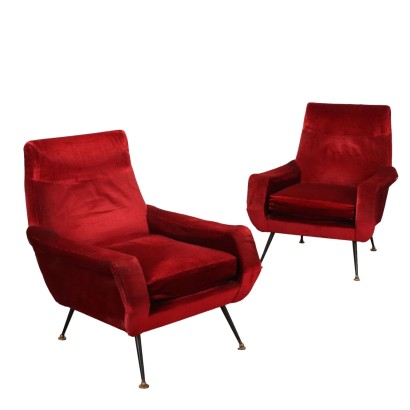 Vintage Sillones de Terciopelo Laton Italia 50s-60s