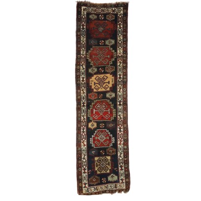 Antique Kasak Carpet Wool Heavy Knot Caucasus 130 x 35 In