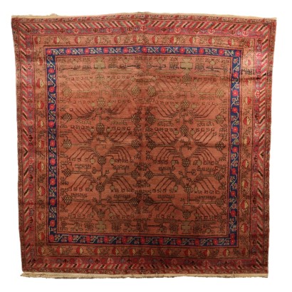 Antique Kotan Carpet Cotton Wool Big Knot Uzbekistan 81 x 79 In