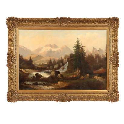 Paisaje Antiguo Pintura al Óleo Sobre Lienzo Europa Siglo XIX