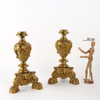 Pair of Bronze Candle Holder Bases