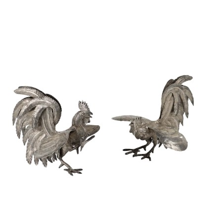 Pair of Roosters in 925 Silver