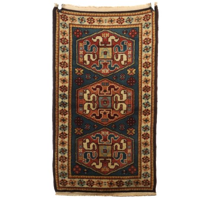 Antique Kazak Carpet Cotton Wool Heavy Knot Caucasus 54 x 31 In