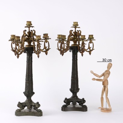 Pareja de candelabros neogóticos