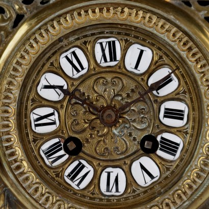 Triptych Clock in Gilded Bronze