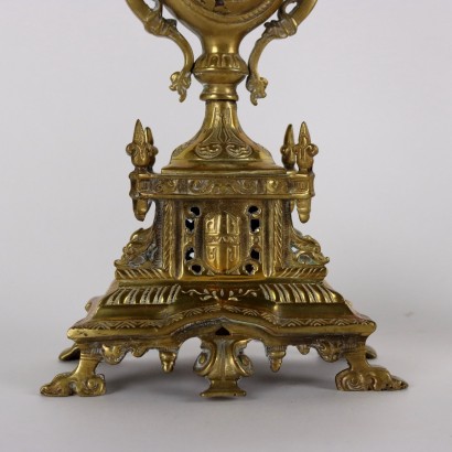 Triptych Clock in Gilded Bronze