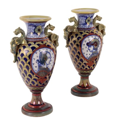 Pair of Lustre Majolica Vases