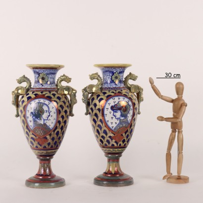 Paire de Vases Lustre Majolique