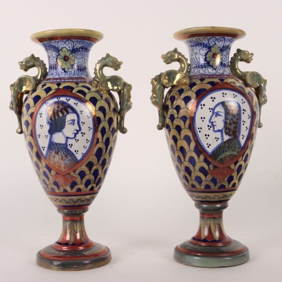 Pair of Lustre Majolica Vases