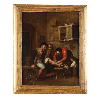 Pintura de una escena interior con figuras,Pintura de una escena interior con figuras