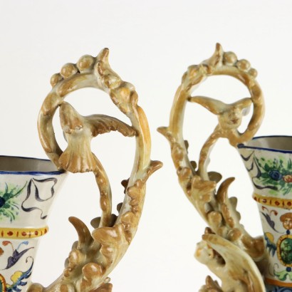 Pair of Majolica Amphorae