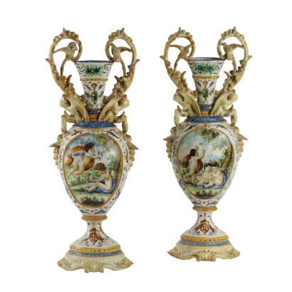 Coppia di Anfore in Maiolica