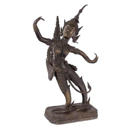 Figure Ancienne Bronze Nymphe Thaïlande XXe Siècle