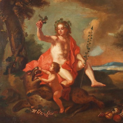 Peinture de Bacchus avec un chien