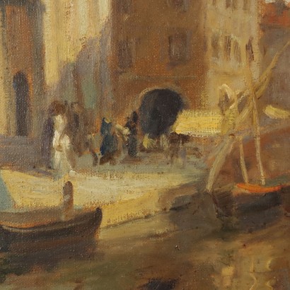 Dipinto di Emil Lindenfeld,Barche sul canale,Emil Lindenfeld,Emil Lindenfeld,Emil Lindenfeld