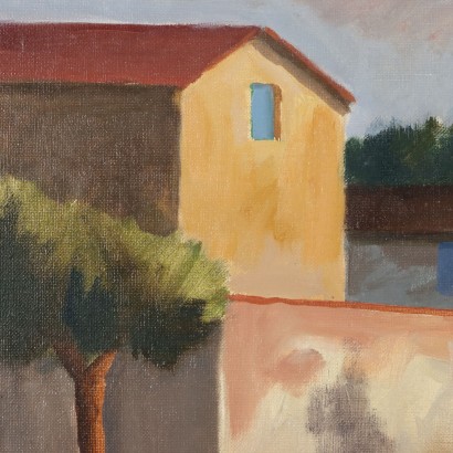 Painting by Nino Tirinnanzi,Landscape with farmhouses,Nino Giovanni Tirinnanzi,Nino Giovanni Tirinnanzi,Painting by Nino Tirinnanzi,Nino Giovanni Tirinnanzi