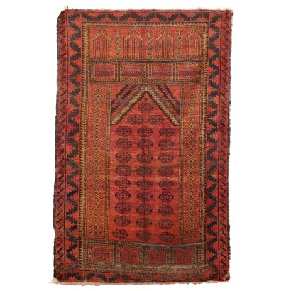 Antique Beluchi Carpet Wool Thin Knot Iran 63 x 40 In