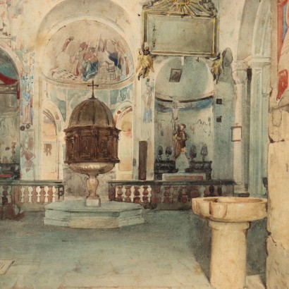 Gemälde von Luigi Bisi,Das alte Baptisterium von Gravedona,Luigi Bisi,Luigi Bisi,Luigi Bisi,Luigi Bisi,Luigi Bisi