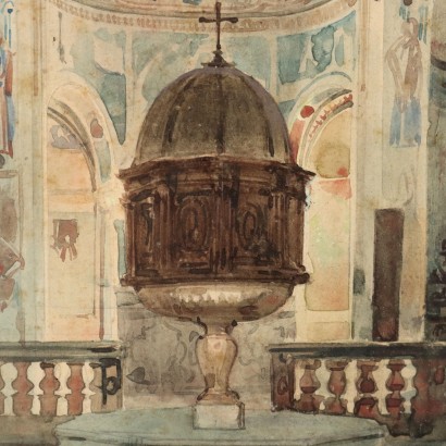 Gemälde von Luigi Bisi,Das alte Baptisterium von Gravedona,Luigi Bisi,Luigi Bisi,Luigi Bisi,Luigi Bisi,Luigi Bisi