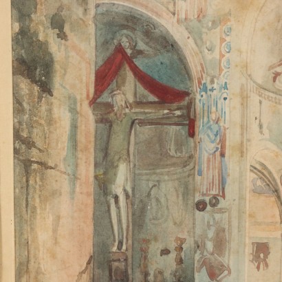 Gemälde von Luigi Bisi,Das alte Baptisterium von Gravedona,Luigi Bisi,Luigi Bisi,Luigi Bisi,Luigi Bisi,Luigi Bisi