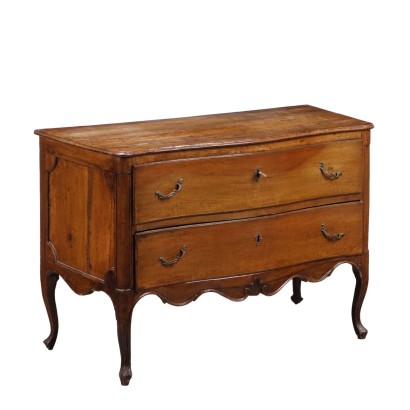 Commode Ancienne Noyer Peuplier 2 Tiroirs Italie du XVIIIe Siècle