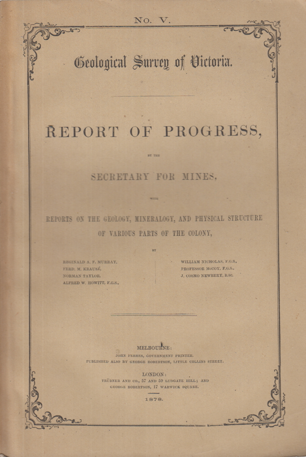 Geological Survey of Victoria. Report of progress, AA.VV.