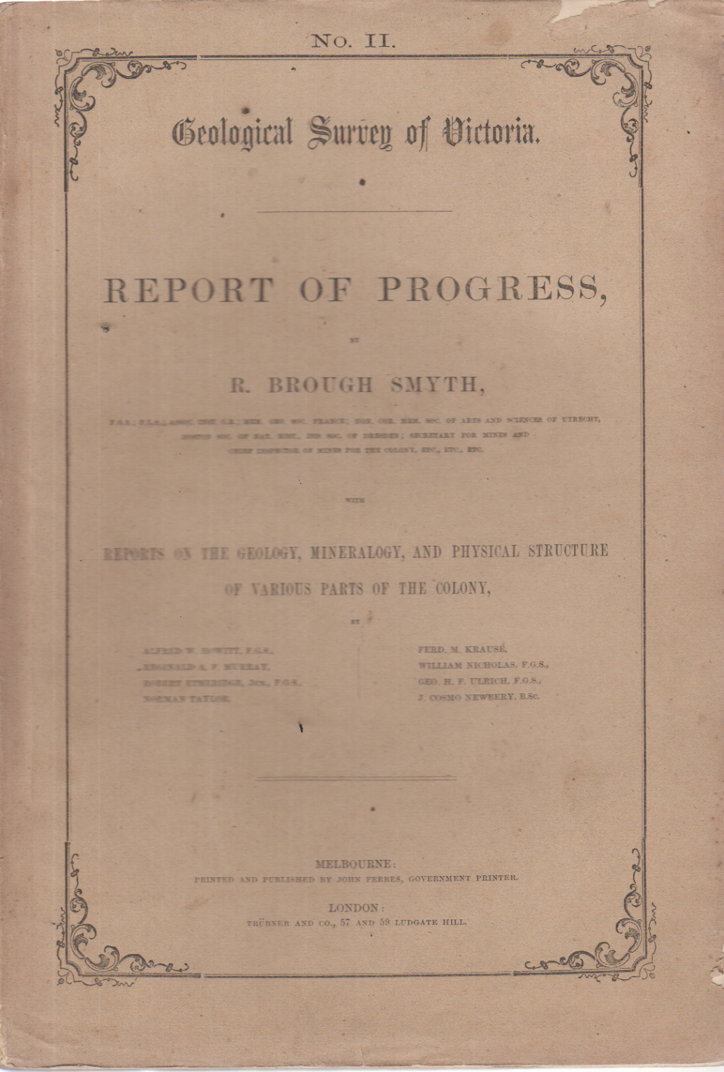 Servicio Geológico de Victoria. Informe de progreso, AA.VV.