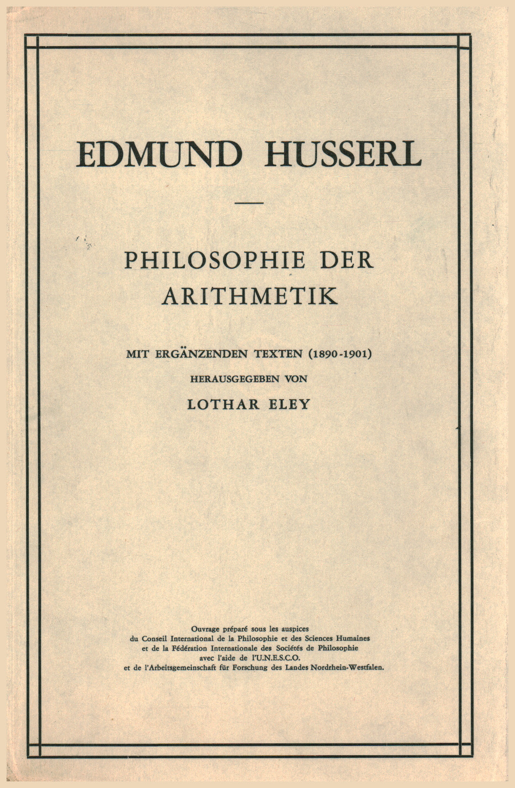 Philosophie der arithmetik, s.zu.