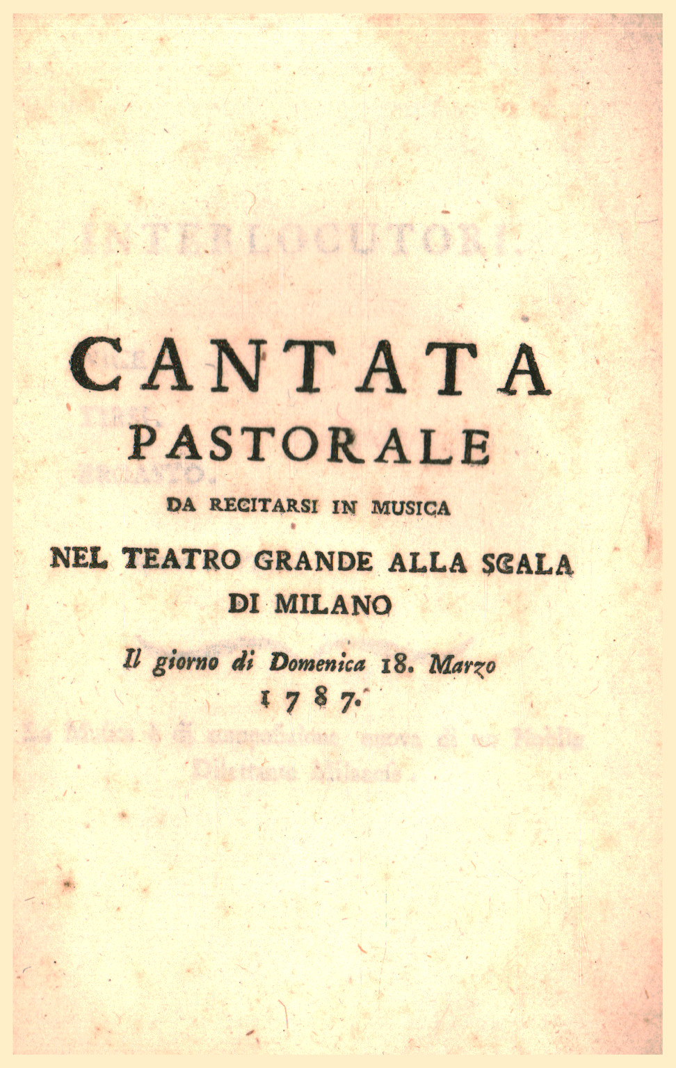 Cantata Pastorale, da recitarsi in musica nel Teatro Grande alla Scala