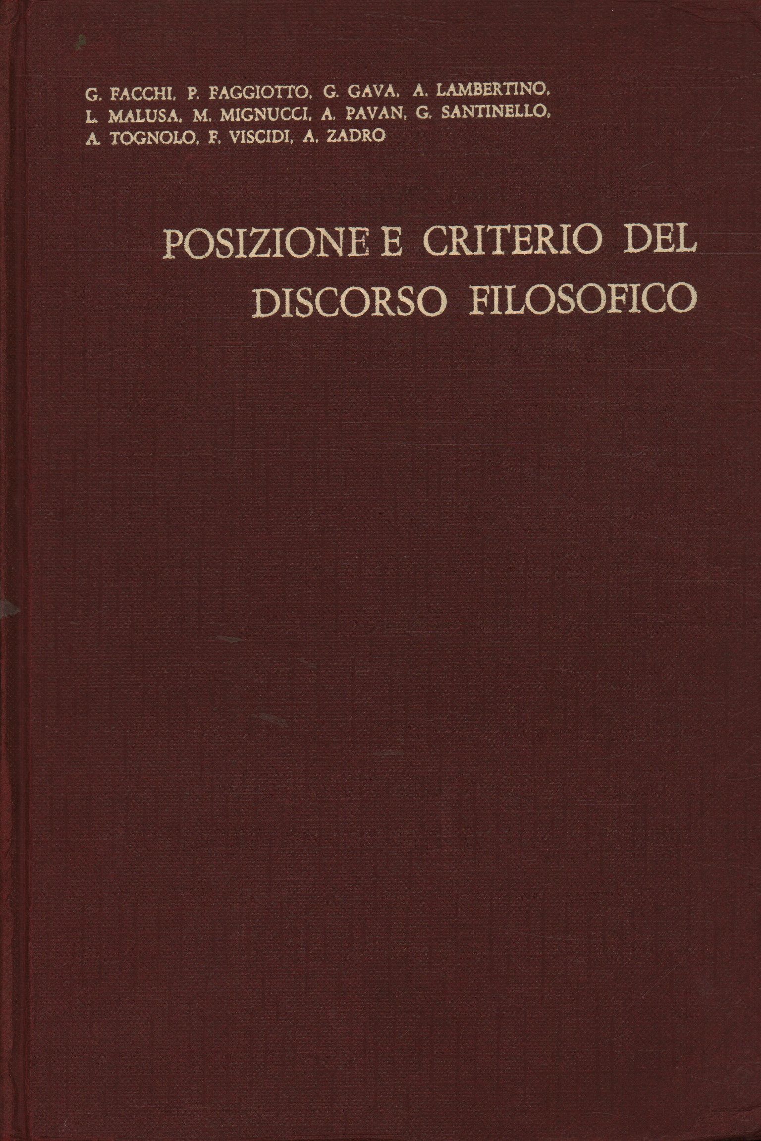 La position et le critère du discours philosophique, AA.VV.