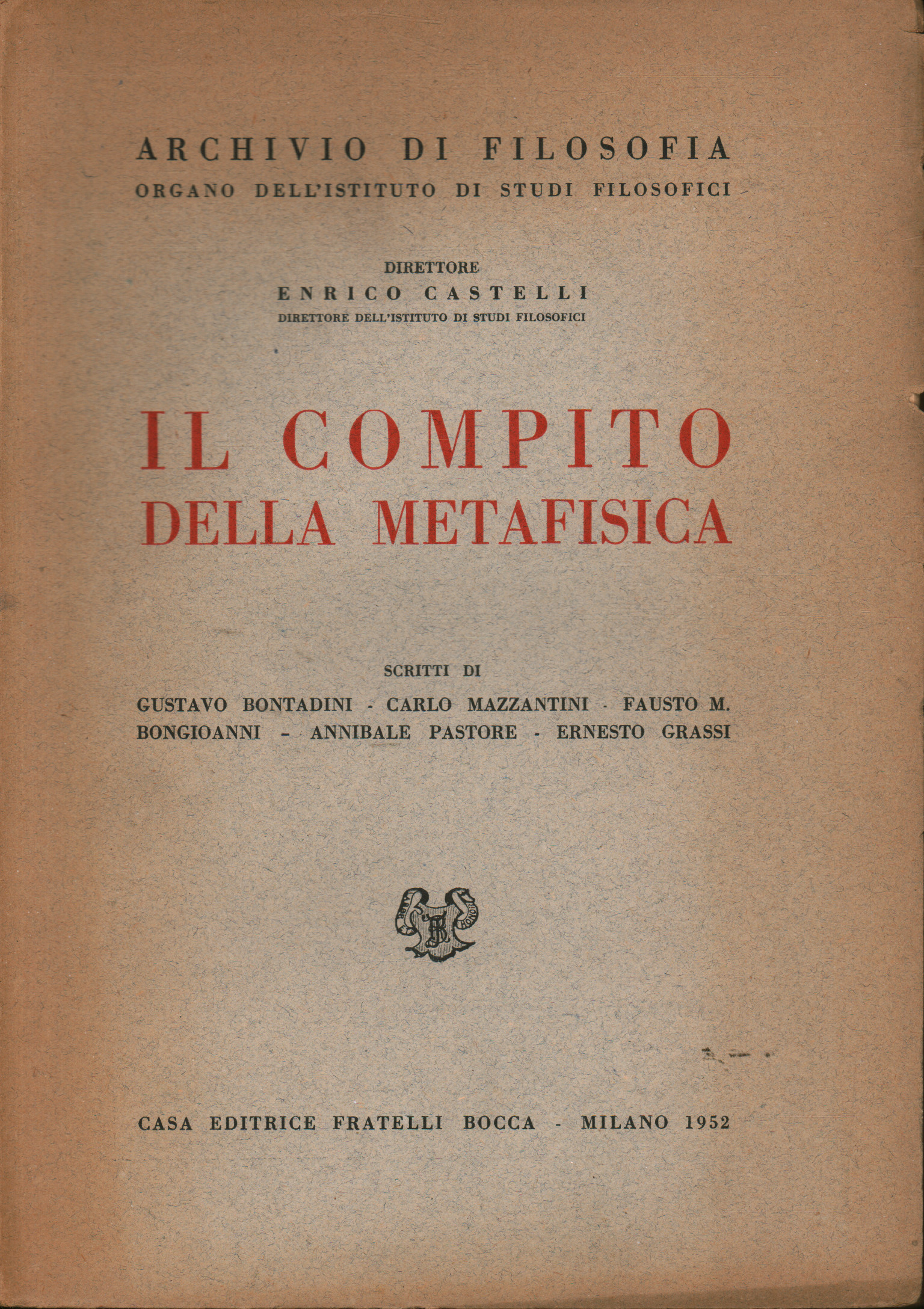 Il compito della metafisica, AA. VV.