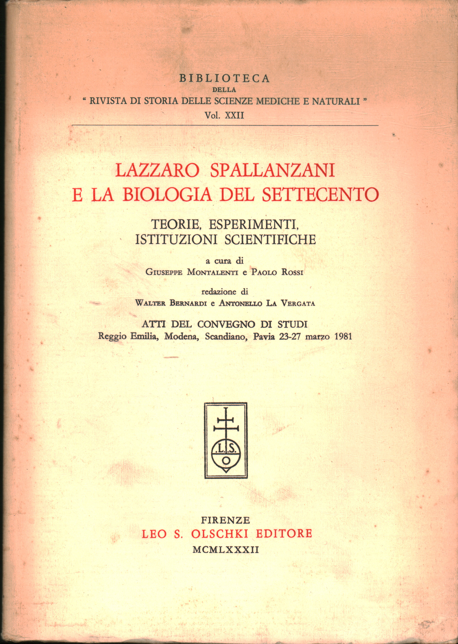 Lazzaro Spallanzani und die biologie des achtzehnten jahrhunderts, Giuseppe Montalenti Paolo Rossi