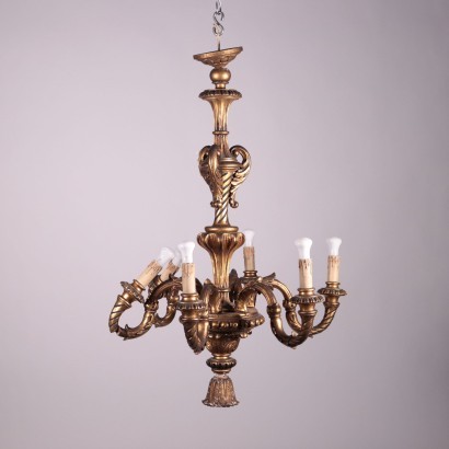 Antique Neo-Renaissance Chandelier Wood XIX Century