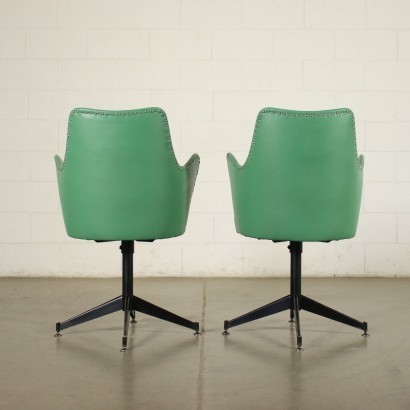 Pair Of Chairs Foam Metal Leatherette Italy 1950s 1960s