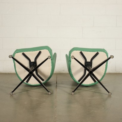 Pair Of Chairs Foam Metal Leatherette Italy 1950s 1960s