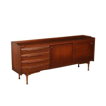 Vintage Sideboard Teak Veneer Drawers Italy 1960s