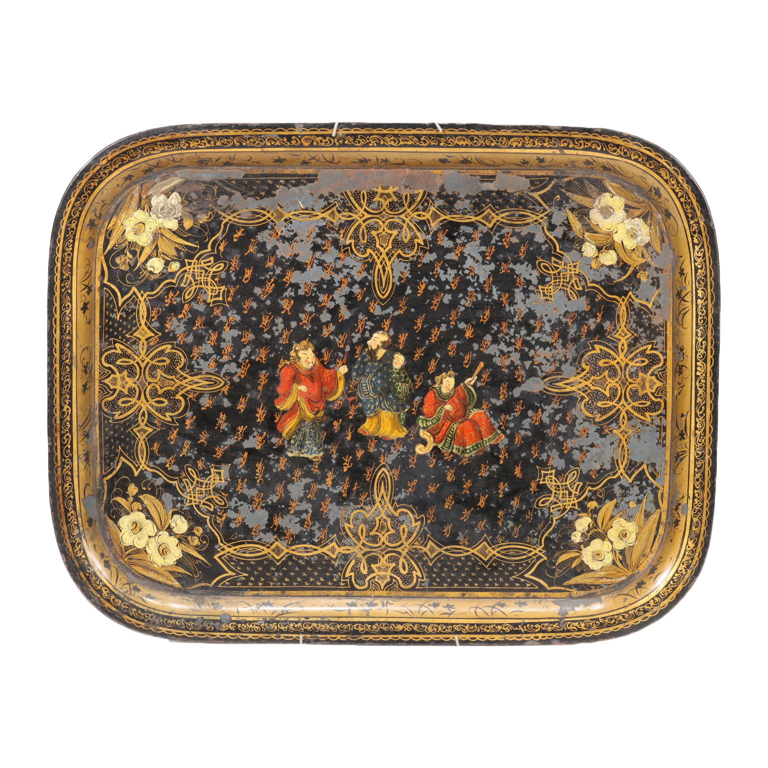 Chinese Engraved Brass Tray, 1920s for sale at Pamono