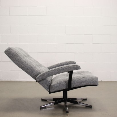 Fauteuil Pivotant Métal Chromé Mousse - Italie Années 1960