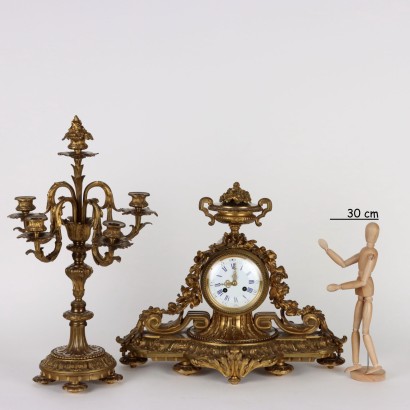 Clock Triptych Bronze France XIX Century