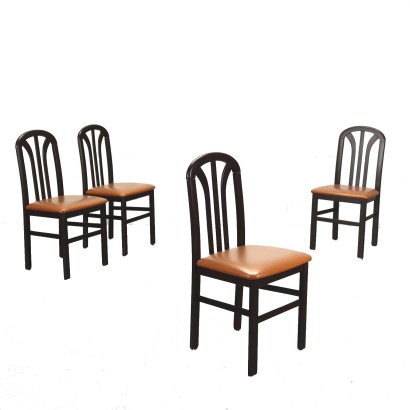 Group of 4 Chairs Beech Italy 1970s-1980s