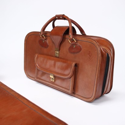 Vintage Ferrari Suitcase Set Leather Italy 1980s