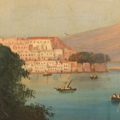 View of the Gulf of Naples Oil on Canvas Italy XIX Century