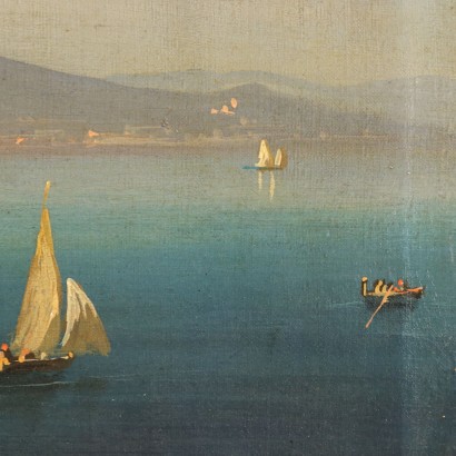 View of the Gulf of Naples Oil on Canvas Italy XIX Century