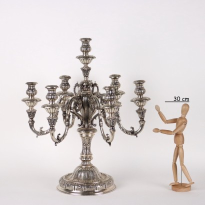 antiquariato, candelabro, antiquariato candelabro, candelabro antico, candelabro antico italiano, candelabro di antiquariato, candelabro neoclassico, candelabro del 800,Coppia di Candelabri in Argento a Sett