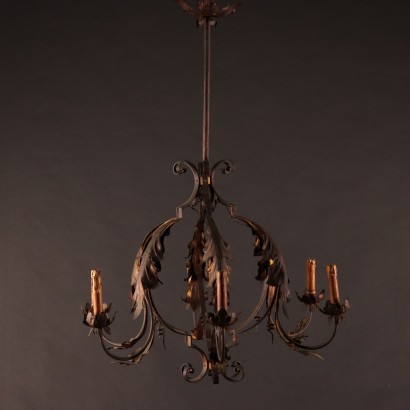 Chandelier Wrought Iron Italy XX Century